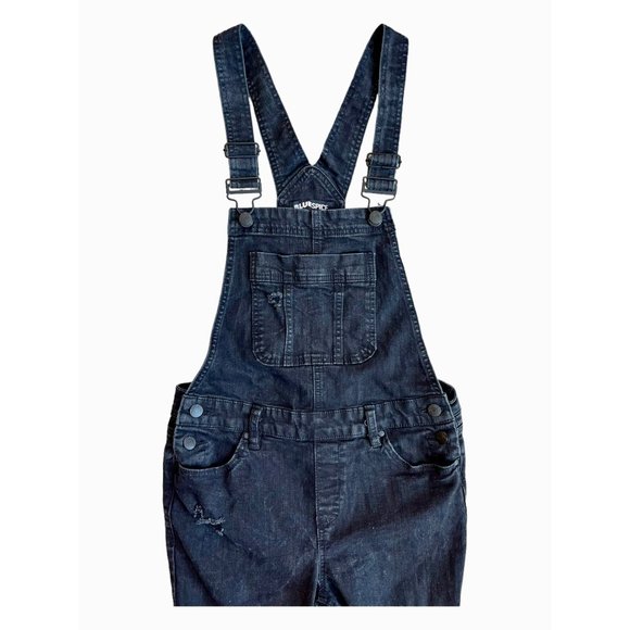 Blue Spice Black Distressed Denim Overalls with Rips and Holes //Junior Size 9 - Picture 3 of 9